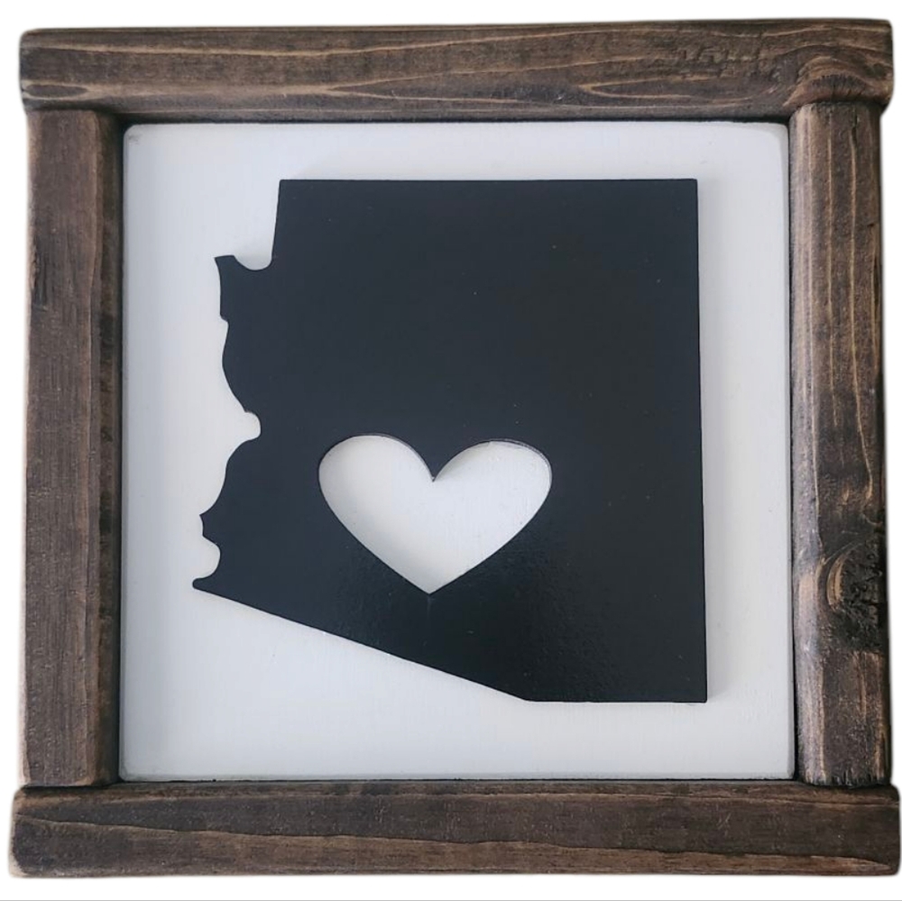 Rustic Black Heart State Wall Art